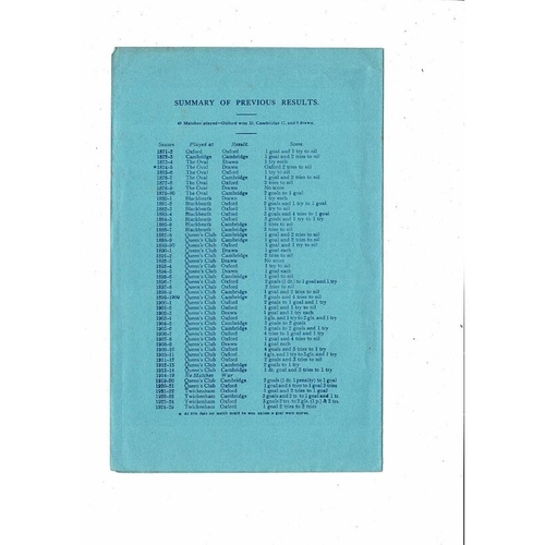 1925 Oxford v Cambridge Varsity Match Rugby Union Programme