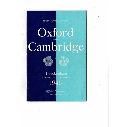 1946 Oxford v Cambridge Varsity Match Rugby Union Programme