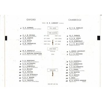 1946 Oxford v Cambridge Varsity Match Rugby Union Programme