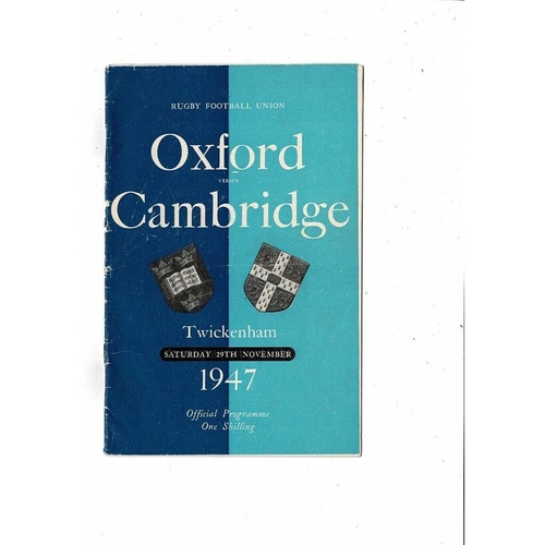 1947 Oxford v Cambridge Varsity Match Rugby Union Programme