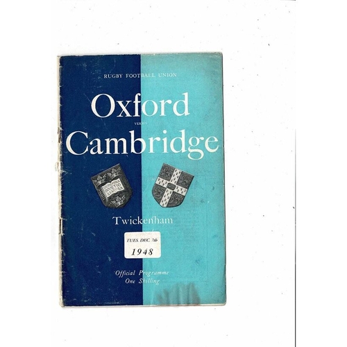 1948 Oxford v Cambridge Varsity Match Rugby Union Programme