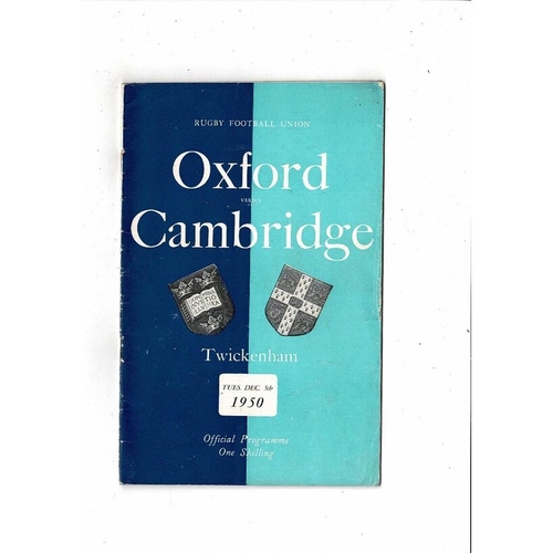 1950 Oxford v Cambridge Varsity Match Rugby Union Programme