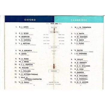 1950 Oxford v Cambridge Varsity Match Rugby Union Programme