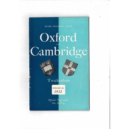 Varsity Match Oxford v Cambridge Rugby Union Programmes