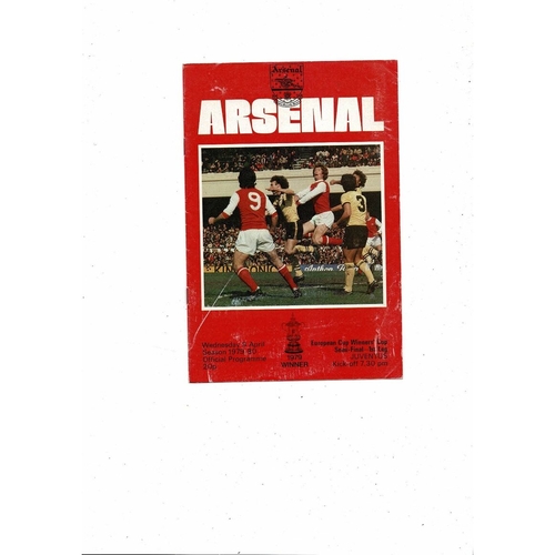 1979/80 Arsenal v Juventus European Cup Winners Cup Semi Final Football Programme