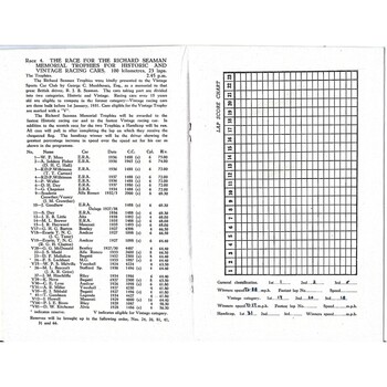 1958 Oulton Park Richard Seaman Trophies Meeting (28/06/1958) motor racing programme