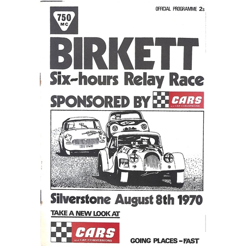 1970 Silverstone Birkett Six Hour Relay Race Meeting (08/08/1970) Motor Racing Programme