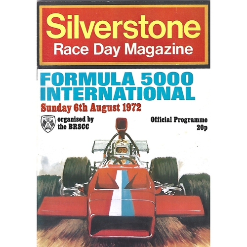 1972 Silverstone Formula 5000 International Race Meeting (06/08/1972) Motor Racing Programme
