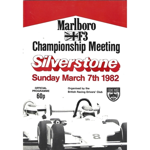 1982 Silverstone F3 Championship Meeting (07/03/1982) Motor Racing Programme