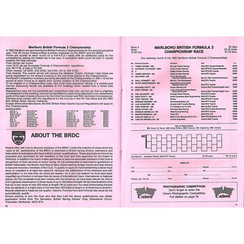 1982 Silverstone F3 Championship Meeting (07/03/1982) Motor Racing Programme