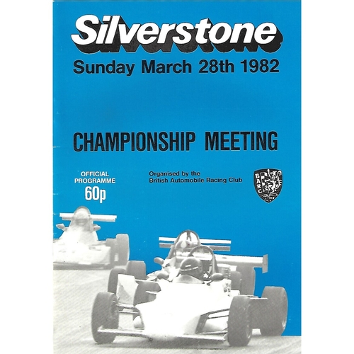 1982 Silverstone Championship Meeting (28/03/1982) Motor Racing Programme