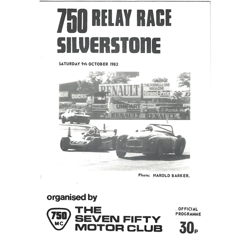 1982 Silverstone 750 Relay Race (09/10/1982) Motor Racing Programme