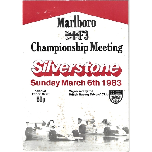 1983 Silverstone F3 Championship Meeting (06/03/1983) Motor Racing Programme