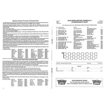 1983 Silverstone F3 Championship Meeting (06/03/1983) Motor Racing Programme