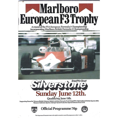 1983 Silverstone European F3 Trophy Meeting (12/06/1983) Motor Racing Programme