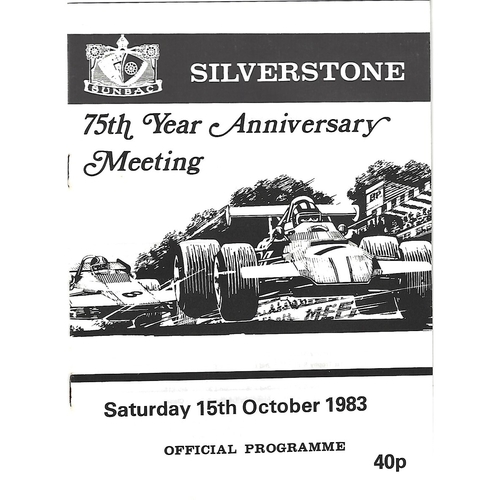 1983 Silverstone SUNBAC 75th Year Aniversay Meeting (15/10/1983) Motor Racing Programme