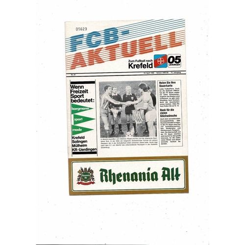 1985/86 Atletico Madrid v Bayern Uerdingen European Cup Winners Cup Semi Final Football Programme