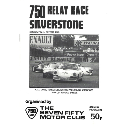 1985 Silverstone 750 Relay Race (26/10/1985) Motor Racing Programme