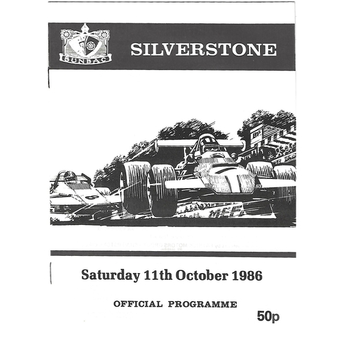 1986 Silverstone SUNBAC Meeting (11/10/1986) Motor Racing Programme