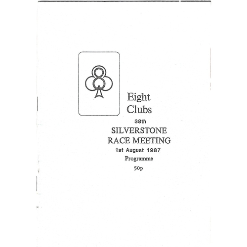 1987 Silverstone Eight Clubs 38th Silverstone Race Meeting (01/08/1987) Motor Racing Programme