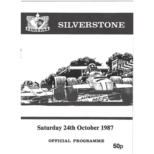 1987 Silverstone SUNBAC Meeting (24/10/1987) Motor Racing Programme