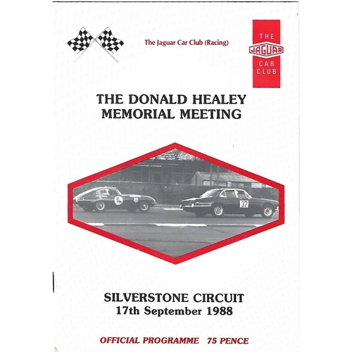 1988 Silverstone Jaguar Car Club The Donald Healey Memorial Meeting (17/09/1988) Motor Racing Programme
