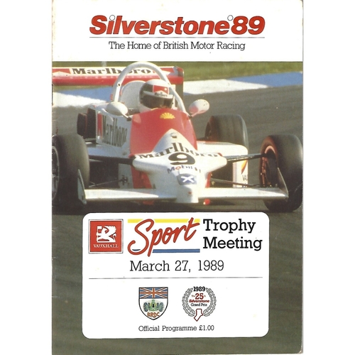 1989 Silverstone Vauxhall Sport Trophy Meeting (27/03/1989) Motor Racing Programme