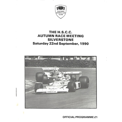 1990 Silverstone The H.S.C.C Silverstone Race Day Meeting (22/09/1990) Motor Racing Programme