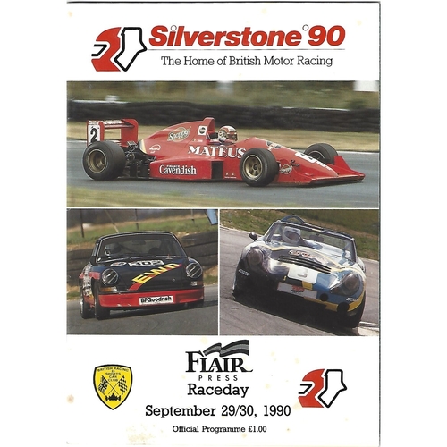 1990 Silverstone Flair Press Race Day Meeting (29-30/09/1990) Motor Racing Programme & Event Entry Ticket