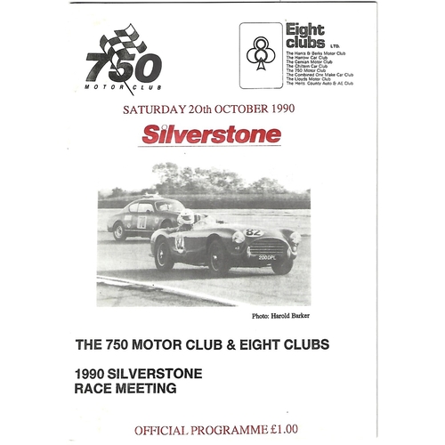 1990 Silverstone The 750 Motor Club & Eight Clubs Race Meeting (20/10/1990) Motor Racing Programme & Supplementary Regulations Sheet