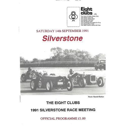 1991 Silverstone The Eight Clubs 1991 Silverstone Race Meeting (14/09/1991) Motor Racing Programme