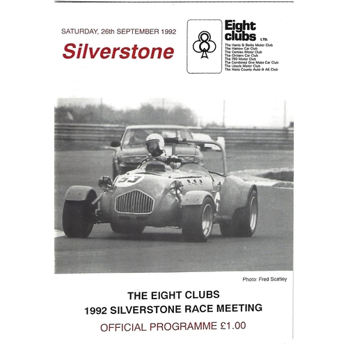 1992 Silverstone The Eight Clubs 1992 Silverstone Race Meeting (26/09/1992) Motor Racing Programme
