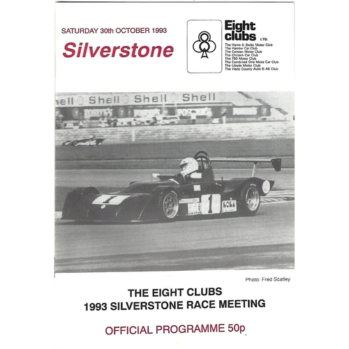 1993 Silverstone The Eight Clubs 1993 Silverstone Race Meeting (30/10/1993) Motor Racing Programme