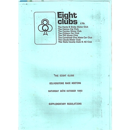 1993 Silverstone The Eight Clubs 1993 Silverstone Race Meeting (30/10/1993) Motor Racing Programme