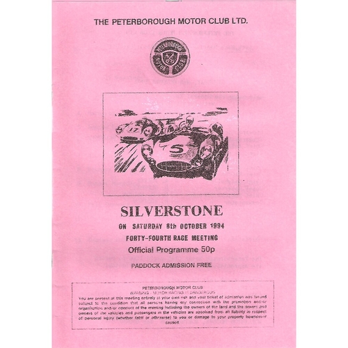 1994 Silverstone The Peterborough Motor Club 44th Race Meeting (08/10/1994) Motor Racing Programme