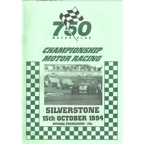 1994 Silverstone 750 Motor Club Championship Motor Racing Meeting (15/10/1994) Motor Racing Programme