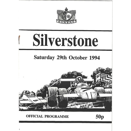 1994 Silverstone SUNBAC Meeting (29/10/1994) Motor Racing Programme