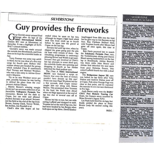 1994 Silverstone SUNBAC Meeting (29/10/1994) Motor Racing Programme