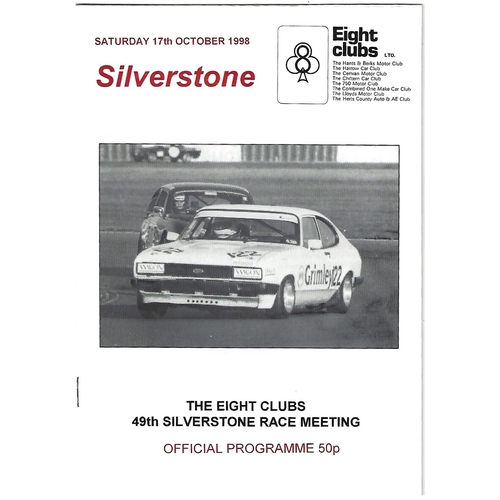 1998 Silverstone The Eight Clubs 49th Silverstone Race Meeting (17/10/1998) Motor Racing Programme