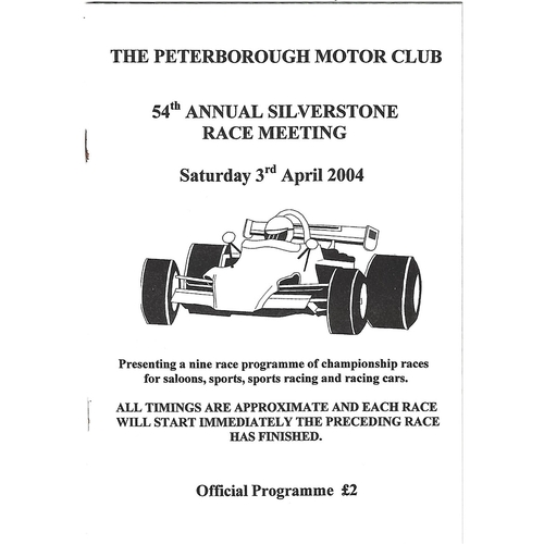 2004 Silverstone The Peterborough Motor Club 54th Annual Race Meeting (03/04/2004) Motor Racing Programme
