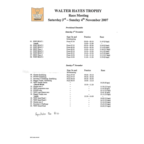 2007 Silverstone Walter Hayes Trophy Race Meeting (3-4/11/2007) Motor Racing Programme