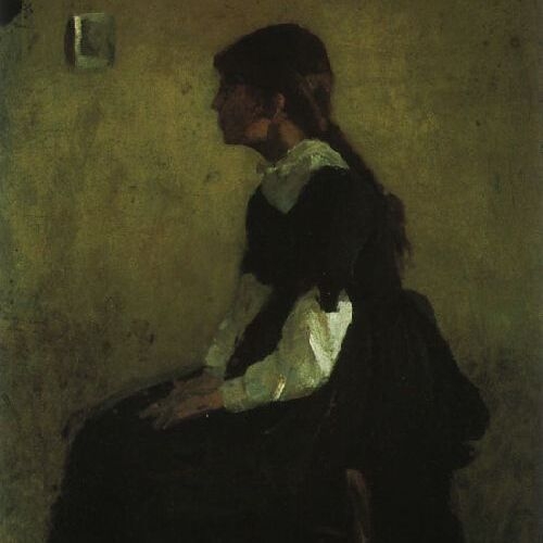 Seated Girl in a Long Black Dress