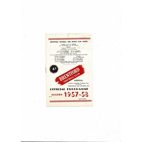 Brentford v Arsenal Southern Floodlight Cup Football Programme 1957/58