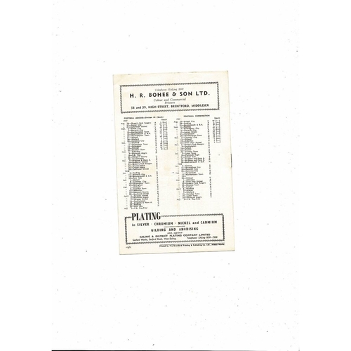 Brentford v Arsenal Southern Floodlight Cup Football Programme 1957/58
