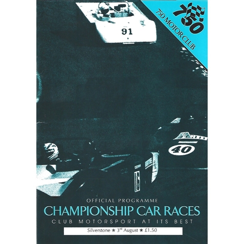 1996 Silverstone 750 Motor Club Championship Car Races Meeting (03/08/1996) Motor Racing Programme