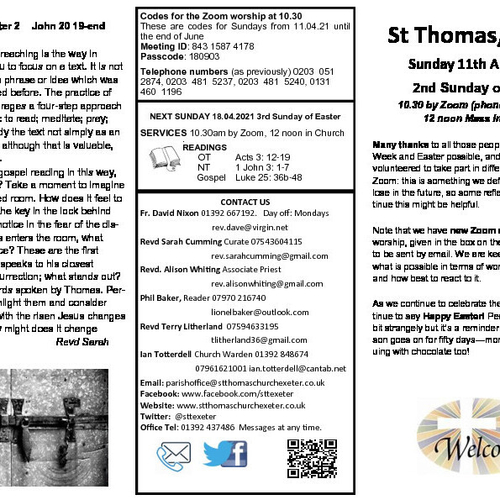 Pew Sheet | The Parish of St Thomas, Exeter