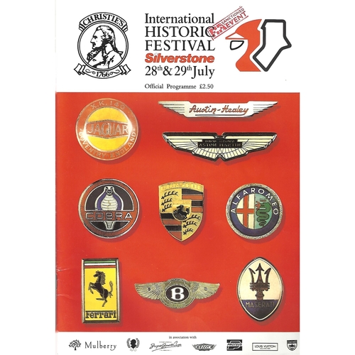 1990 Silverstone Christie's International Historic Festival Meeting (28-29/07/1990) Motor Racing Programme & Event Timing Sheets