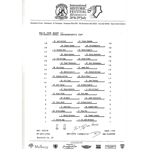 1990 Silverstone Christie's International Historic Festival Meeting (28-29/07/1990) Motor Racing Programme & Event Timing Sheets