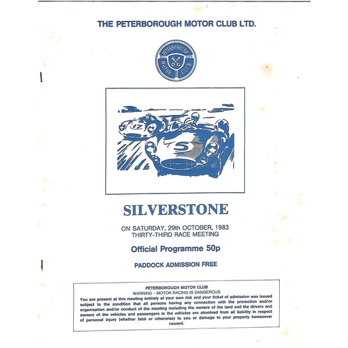 1983 Silverstone The Peterborough Motor Club 33rd Race Meeting (29/10/1983) Motor Racing Programme