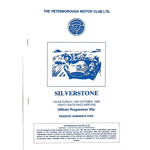 1996 Silverstone The Peterborough Motor Club 36th Race Meeting (25/10/1986) Motor Racing Programme & Event Results Brochure